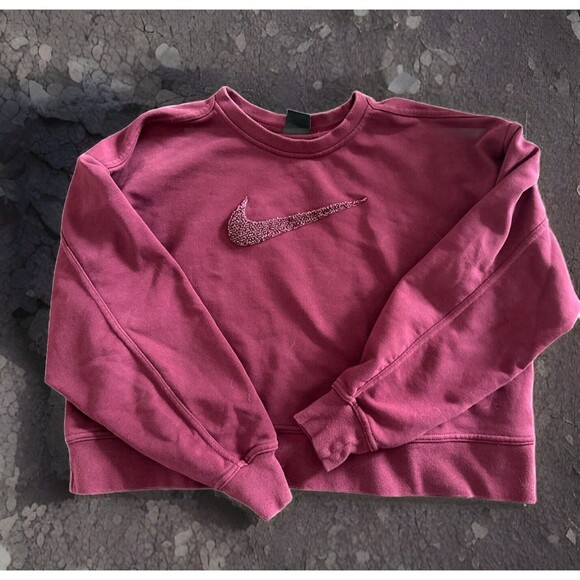 Nike Sweatshirt Oversized Cropped Boxy Crewneck Burgundy Red Purple Women’s S‎ - Picture 1 of 5